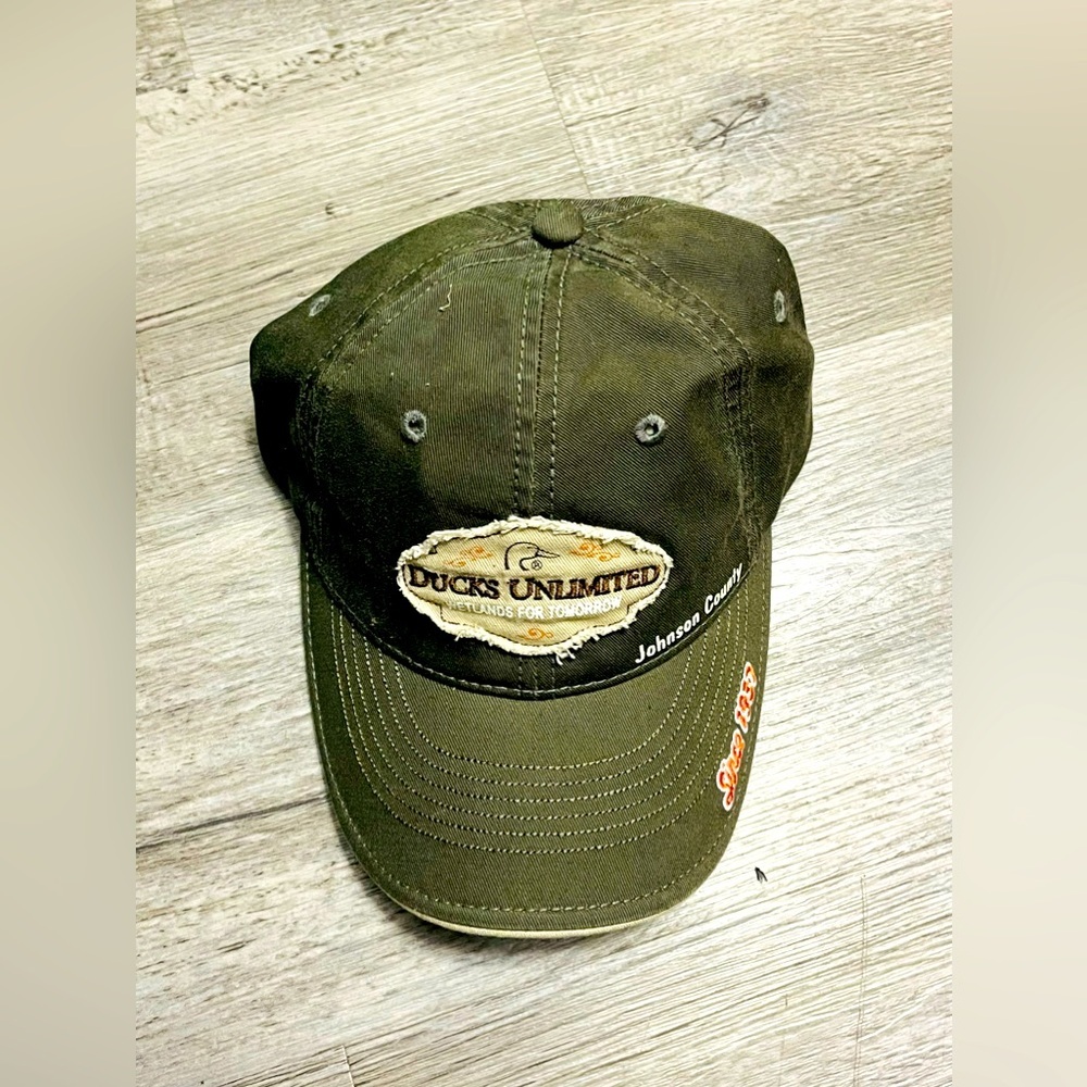 Ducks Unlimited‎ Hat Johnson County Cotton Olive Green Baseball Cap
